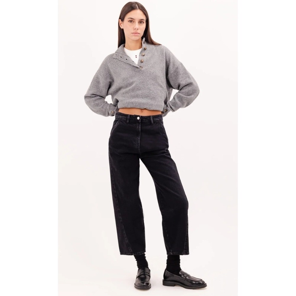 Icon Denim Juno Wide Leg Jeans  Relaxed Loose Fit Graphite Black Size 30